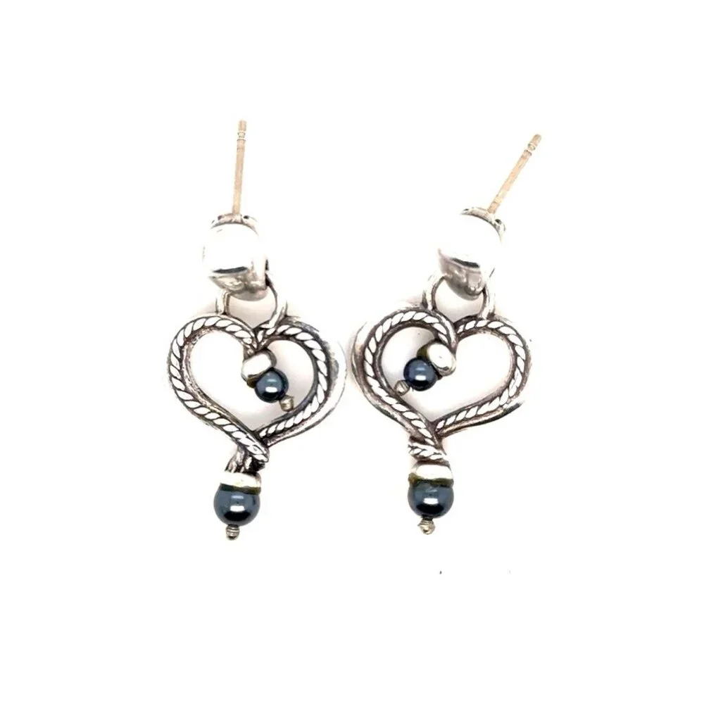 Brighton‎ Hematite Heart Dangle Earrings